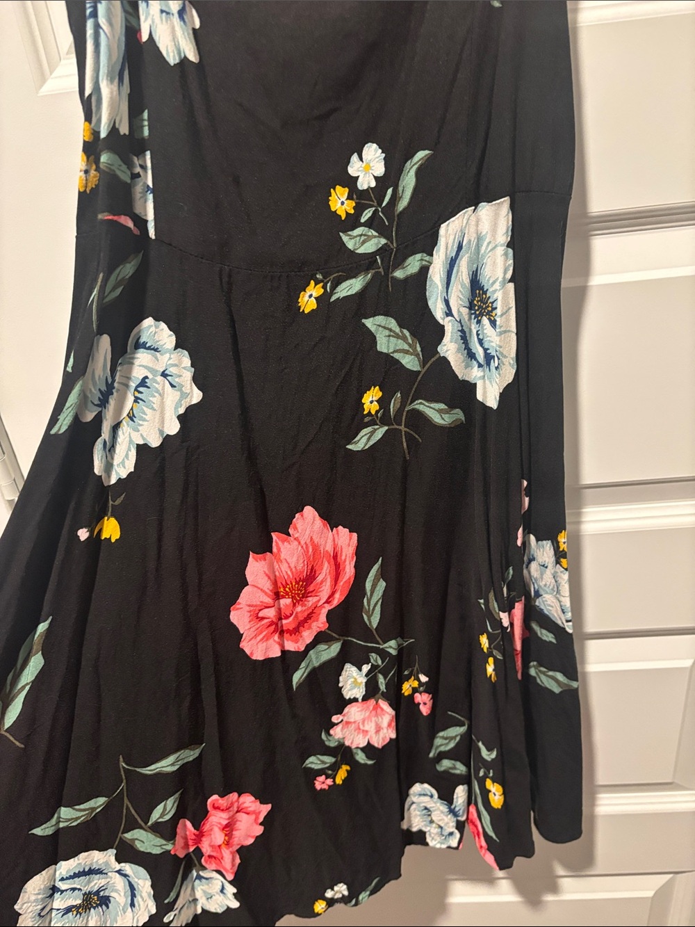 Old Navy Black Midi Dress with Pink, White & Yellow Floral Print - Picture 4 of 4
